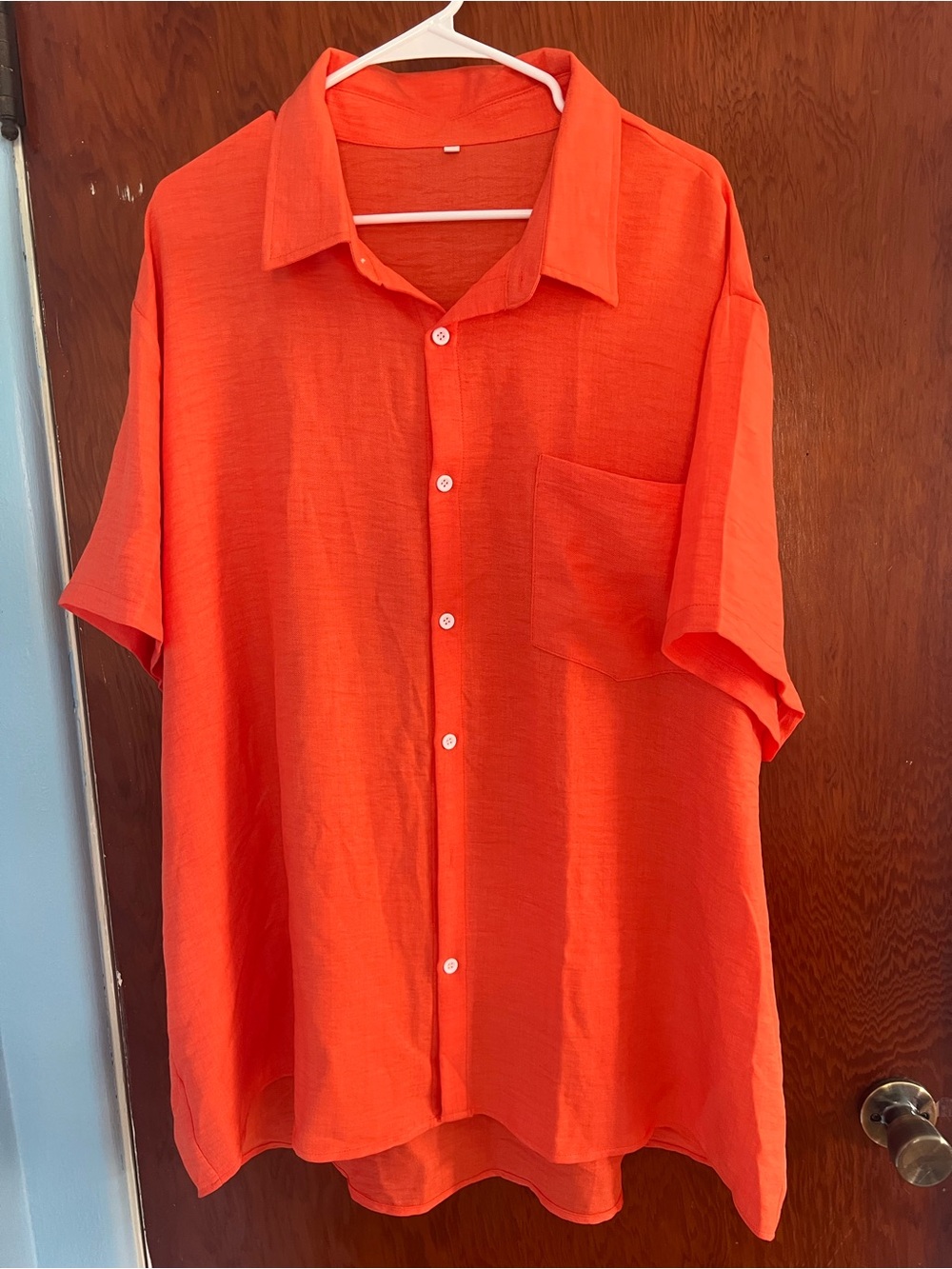 MEN’S SHEIN Orange Short-Sleeve Button-Up Shirt 2XL/3XL